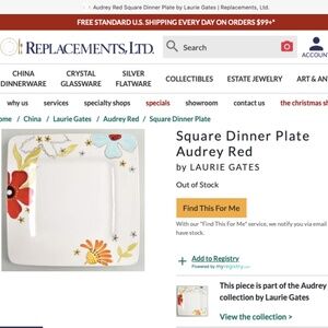 ISO Laurie Gates Red Audrey Square Dinner Plates